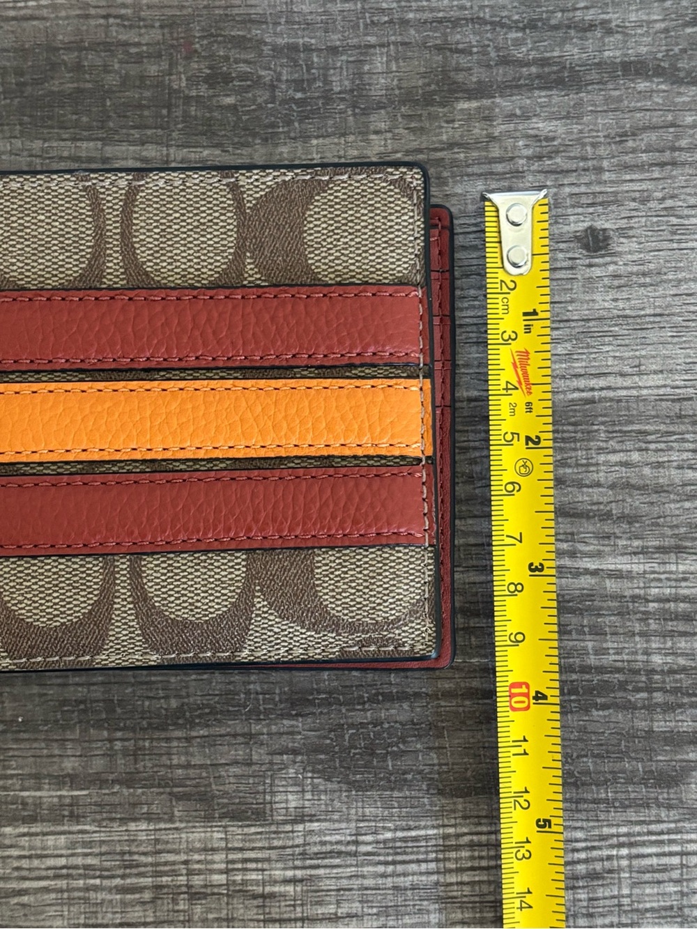 Coach Signature Canvas Bifold Wallet with Red and Orange Stripes - Picture 11 of 11